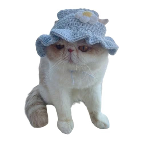 Hund Blume Hut Tier Kostüm Kopfbedeckung Requisiten Tier gehäkelt Hut Welpen Kopfbedeckung Partykostüm Fotorequisiten Strickkatzen Kostüm Zubehör von Qsvbeeqj