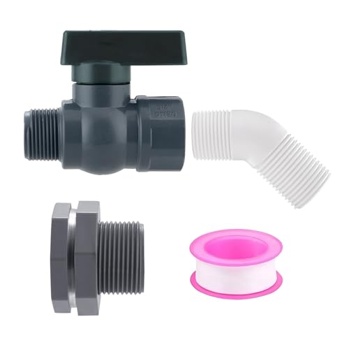 Komplettes Regentonnen Zapfhahn Set mit 3/4 Zoll PVC Kugelhähnen Adapter für Wassertanks Gartenbewässerung Zubehör Regentonnen Fitting Set Komplettes Regentonnen Zapfhahn Set mit 3/4 Zoll PVC Kugelhähnen Adapter für Wassertanks Gartenbewässerung Zubehör Regentonnen Fitting Set von Qsvbeeqj