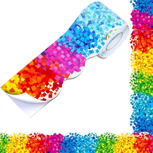 Pinnwand-Dekorationen, Pinnwand, bunte Bordüre, Klassenzimmer, Papier für Tafel, Aufkleber, selbstklebend, 18 m von Qsvbeeqj
