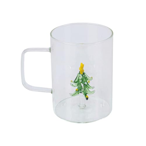Qsvbeeqj Elegante Weihnachtsbaum-Glas-Tassen mit stabilem Glasbaum-Motiv für den täglichen Gebrauch und Feiern, Outdoor-Weihnachtszubehör von Qsvbeeqj
