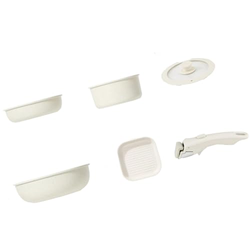 Qsvbeeqj Professionelles Antihaft-Kochgeschirr-Set mit austauschbarem Griff, Aluminium-Pfannen zum Sautieren, Grillen und Braten, ergonomisches Kochgeschirr-Set von Qsvbeeqj
