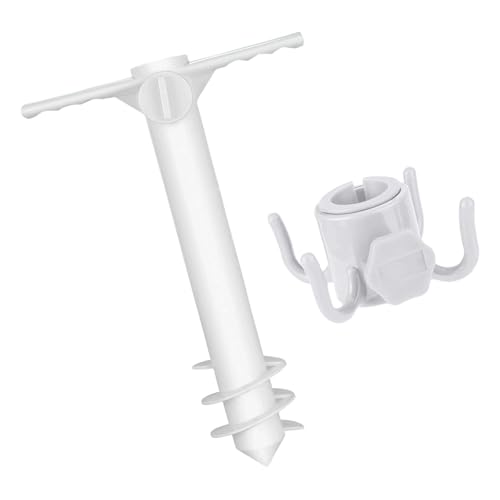 Qsvbeeqj Robuste, drehbare, dreispiralförmige ABS-Erdspieße, geeignet für Strandschirme, winddichtes Design, Outdoor-Stabilität, rostfreie ABS-Sandspikes von Qsvbeeqj