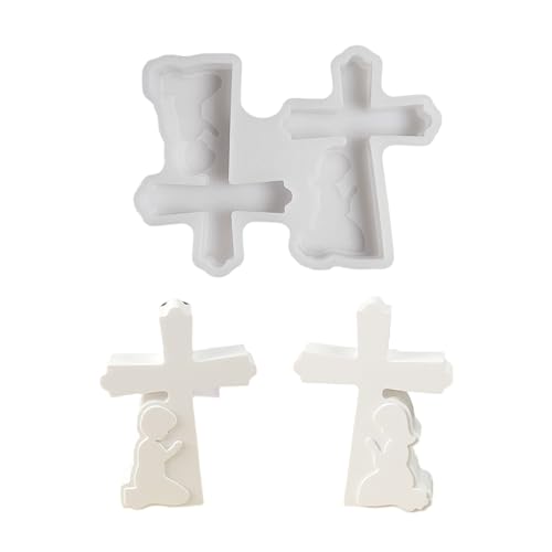 Qsvbeeqj Silikonform Handwerksgebet Jungen Und Mädchen Kreuzen Figur Ornamente Für Epoxidharz Home Dekoration Kerze Making Formen von Qsvbeeqj