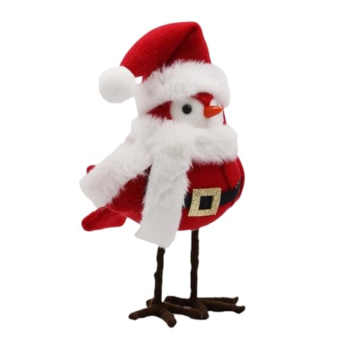 Qsvbeeqj Weihnachtszeit Rötungen simulierte Vögel Statuen Tisch Rötungen Federn Freund Ornament für Weihnachten gestuftes Tablett Display Urlaub Tischdekoration von Qsvbeeqj