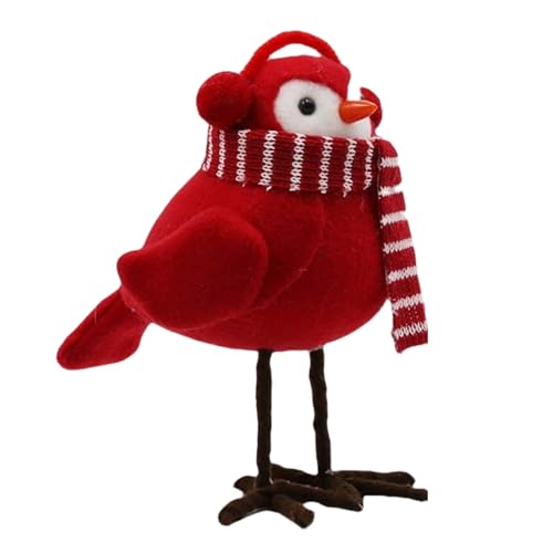 Qsvbeeqj Weihnachtszeit Rötungen simulierte Vögel Statuen Tisch Rötungen Federn Freund Ornament für Weihnachten gestuftes Tablett Display Urlaub Tischdekoration von Qsvbeeqj