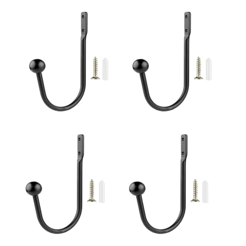 Set Von 2/4 Schwarzem Vorhang Tieback Hook Sturdy Aluminiumlegierung Konstruktion Für Hängende Vorhänge Und Dekorative Gegenstände Vorhang Wandhaken von Qsvbeeqj