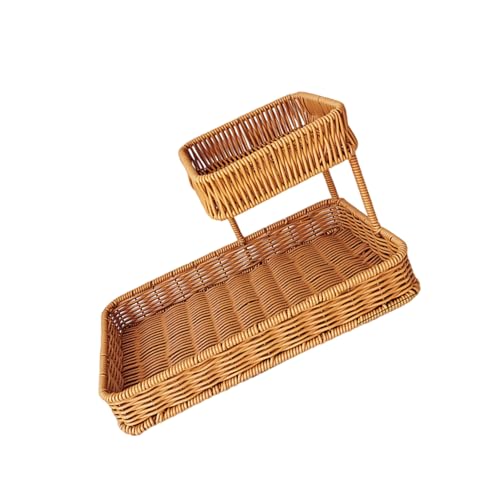 Snacks Display Korb Mehrschichtig Dessert Lagerbehälter Imitation Rattans Obstschalen Desktop Kitchenwares von Qsvbeeqj