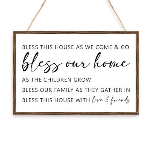 Schild mit Aufschrift "Bless this House as We Come and Go", motivierende Bauernhaus-Familien-Wanddekoration, inspirierende, gesegnete Haus-Holzschilder zum Aufhängen für Schlafzimmer, Zuhause, Schild mit Aufschrift "Bless this House as We Come and Go", motivierende Bauernhaus-Familien-Wanddekoration, inspirierende, gesegnete Haus-Holzschilder zum Aufhängen für Schlafzimmer, Zuhause, von Qswo