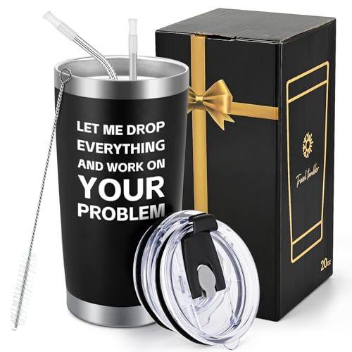 Qtencas Let Me Drop Everything Edelstahl-Reisebecher, Wichtelgeschenke, Bürogeschenke für Männer, Boss, Kollegen, Manger, Gag, Geburtstag, Weihnachten Geschenk für Männer, Büro, Freunde, 590 ml, von Qtencas