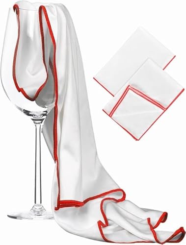 2 Stück Microfaser Glaspoliertuch, Poliertuch für Gläser Fusselfreie Mikrofaser-Poliertücher Hochwertige Tücher zum Polieren und Reinigen Perfekt für Weingläser Spiegel Besteck und Glas, 45x60 cm von Qtksceadlnce