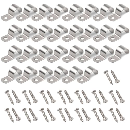 30 Stück Kabelschellen Metall, Mit 30 Schrauben Edelstahl 304 Rohrbefestigung Einzelloch U-Rohrschellen Befestigungsschelle Zur Befestigung Von Rohren für Schraubbar Kabel Ø 6-7 mm Silber von Qtksceadlnce