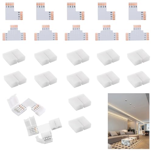 30 Stück LED Licht Streifen Verbinder Set, Lötfreier 5 LED Licht Anschluss L Form 5 LED Leuchten Verlängerung T Form Lötfreie 20 LED Adapter Verbinder Schnellverbinder für Lückenlos Lötfrei Verbinder 30 Stück LED Licht Streifen Verbinder Set, Lötfreier 5 LED Licht Anschluss L Form 5 LED Leuchten Verlängerung T Form Lötfreie 20 LED Adapter Verbinder Schnellverbinder für Lückenlos Lötfrei Verbinder von Qtksceadlnce