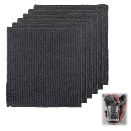 6 Stück Spüllappen, Waffeltücher Mikrofasertuch Barista Tuch Geschirrtücher Microfiber Waffle Weave Dish Cloths Küchenhandtücher Extrem Saugstarke Waschbar & Wiederverwendbar - Bad Kuche Gastronomie von Qtksceadlnce