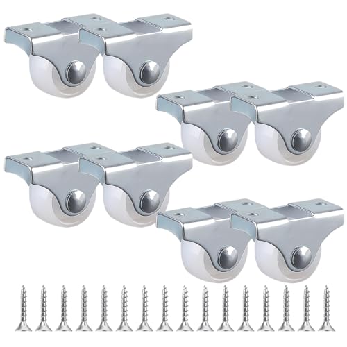 Set Mit 8 Mini-25-mm-Bockrollen Aus Weichem Gummi für Möbel, Mini Lenkrollen aus Eisen Kugelrollen mit Gummi für Möbel mit Metallmontageplatte und 18 Schrauben ideal für Mobilität und Stabilität von Qtksceadlnce