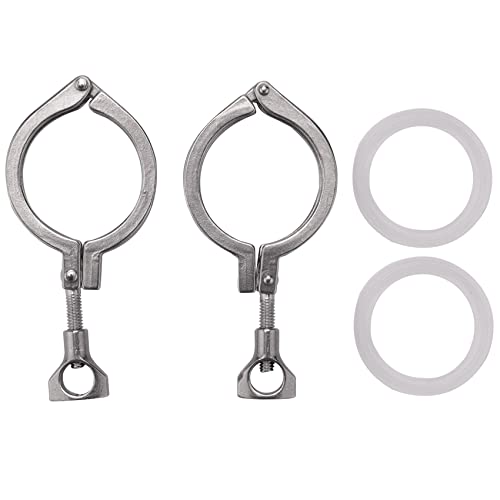 2 StüCke Tri Clamp Single Pin Robust und Langlebig Tri Clamp mit FlüGel für Ferrule TC mit 1 StüCk Silikondichtung (2 Zoll Tri Clamp + Silikon Dichtung) von Qtrednrry