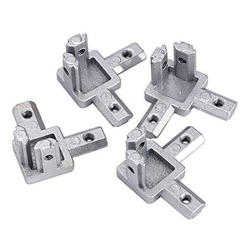 Qtrednrry 3 Wege Endhalterung Eckhalterung Verbinder Für T Nut Aluminium Extrusion Profil 2020 Serie (4Er Pack mit Schrauben) von Qtrednrry