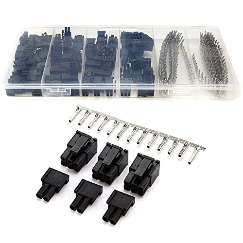 Qtrednrry 400 Stück Crimp Buchsen Stecker Pin Stecker + 50 Stück 5557 8(6+2) P Atx Eps Pci-E Stecker Verbinder mit Kunststoff Box von Qtrednrry