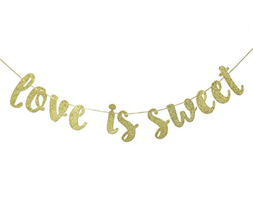 RIIMUHIR Love is Sweet Banner Gold Glitter for Bridal Shower Engagement Wedding Bachelorette Party Decor Sweets Table Sign Photo BO... von Qttier