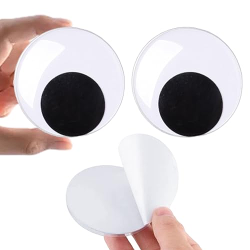 2 Stück Große Selbstklebend Wackelaugen, 80mm Runde Wiggle Googly Augen, Riesige Googly-Augen Wackelaugen Selbstklebend Groß Augen für DIY Dekorationen(3.15 Zoll) von QttvbTna