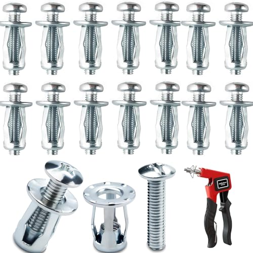 20 Stück Montage Set Hohlraumbefestigung M4 x 20, Hohlraum Metallanker Hohlraumdübel Set mit Montagezange Robuste Hohlwandanker für Dünne Wände Hohltüren Eisenblech von QttvbTna