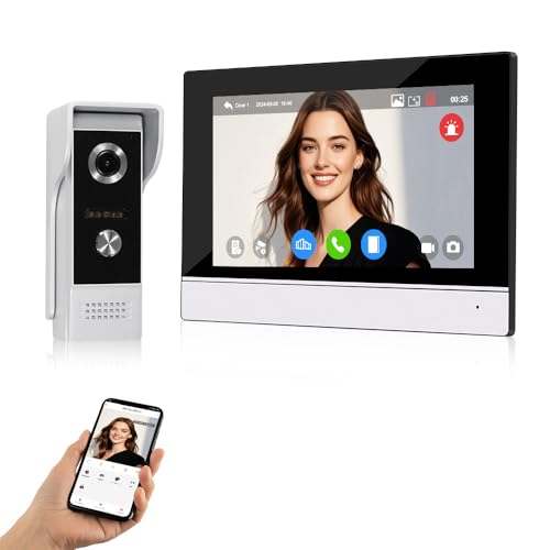 QTTYELOK 7inch WiFi Tuya Video-Sprechanlage System Türglocke 1080P AHD-Farbe Berühren Indoor Monitor IR Nachtsichtkamera im Freien, Video Türklingel für Zuhause, Smart APP Remote Entriegeln QTTYELOK 7inch WiFi Tuya Video-Sprechanlage System Türglocke 1080P AHD-Farbe Berühren Indoor Monitor IR Nachtsichtkamera im Freien, Video Türklingel für Zuhause, Smart APP Remote Entriegeln von QttyElok