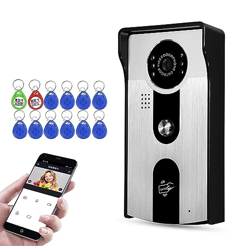 QTTYELOK Drahtloses WiFi Video Türklingel Kamera Tür Intercom-System, 1080P HD IR Nachtsicht, Zwei-Wege-Audio, RFID-Karte/Smart Tuya APP Fernbedienung Entsperren von QttyElok