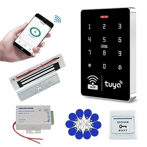 QTTYELOK WiFi Tuya Zutrittskontrollsystem-Kit Wasserdicht im Freien RFID Zugangskontroller Touch Tastatur 125KHz 13.56MHz + 180KG elektrisches Magnetschloss, Smart APP Remote Entsperren QTTYELOK WiFi Tuya Zutrittskontrollsystem-Kit Wasserdicht im Freien RFID Zugangskontroller Touch Tastatur 125KHz 13.56MHz + 180KG elektrisches Magnetschloss, Smart APP Remote Entsperren von QttyElok