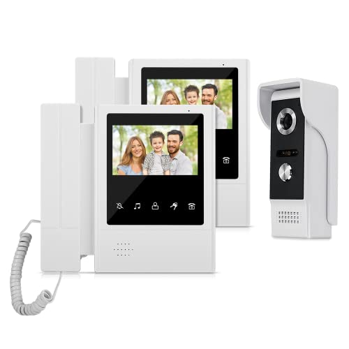 QttyElok 4,3'' TFT Farbe Wired Video Türsprechanlage Türklingel System für Home 700TVL IR Nachtsicht Türsprechanlage Wasserdicht + Indoor Bildschirm 100 Meter (1 camera 2 monitors) von QttyElok