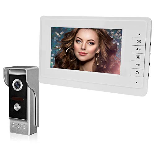 QttyElok 7 '' TFT LCD Farbe Wired Video Intercom Türklingel Türsprechanlage für Home Indoor Monitor + 700TVL IR Außenkamera Metall 100 Meter Wasserdicht (1 Camera 1 Monitor) von QttyElok