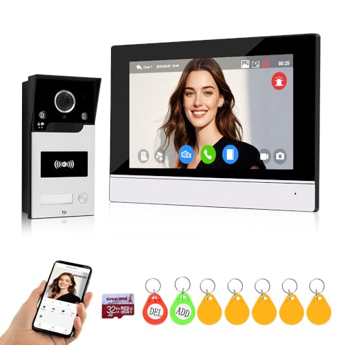 QTTYELOK TUYA WiFi Video Intercom Türklingel Eingangssystem 7inch 1080P HD Verdrahtete Video Türklingel Kamera mit Monitor, IR Nachtsicht, Aufnahme, RFID Karte/Smart APP Entsperren QTTYELOK TUYA WiFi Video Intercom Türklingel Eingangssystem 7inch 1080P HD Verdrahtete Video Türklingel Kamera mit Monitor, IR Nachtsicht, Aufnahme, RFID Karte/Smart APP Entsperren von QttyElok