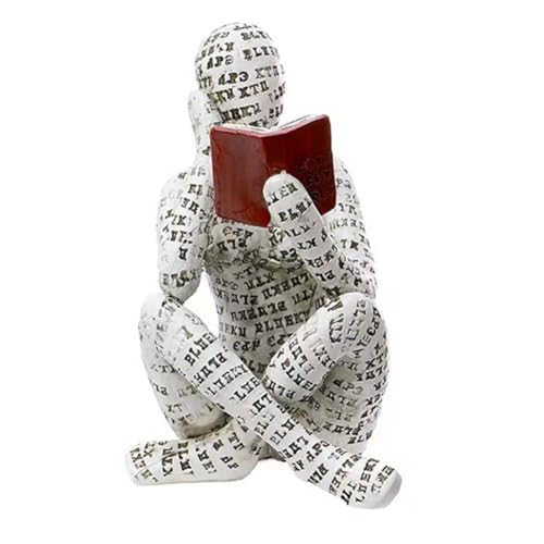 Qtynudy Lesende Figur Zellstoff Lesende Bücherregal Dekor Lesende Skulptur Ornament für Wohnzimmer Bücherregal (01) Einfache Installation Einfach zu Verwenden von Qtynudy