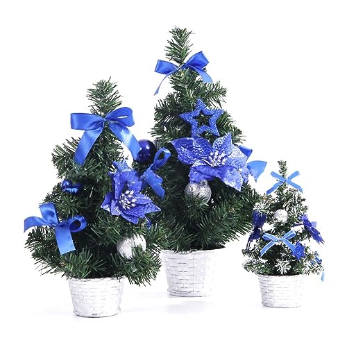 Qtynudy Mini-Tischbaum für Zuhause, Weihnachten, Kleine Tischdekoration, Party-Ornament, Familie, Langlebig, Blau von Qtynudy