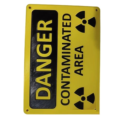 Qtynudy Schild „Gefahr Kontaminierter Bereich, Nukleare Strahlung“/Gefahr – Neuheitsschild, Einfach zu Verwenden, Gelb von Qtynudy