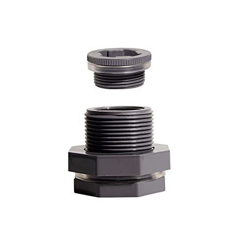 Ququyi 1/2 Zoll PVC Schottkopf Wassertank Verbindungsstück Adapter Fitting mit Stopfen Durchschlagrohr Fitting für Regenfässer, Aquarien, Teiche (1 Stück) von QuQuyi
