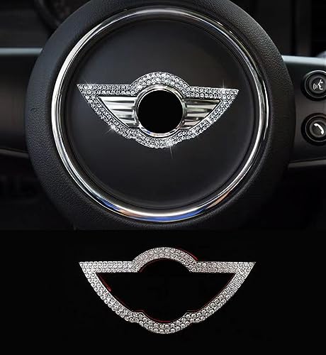 QuTbag Bling Bling Auto-Lenkrad-Emblem Dekoration Ring, Automobil-Interieur Dekoratives Zubehör, Lenkrad-Logo Diamant-Aufkleber, für Mini Cooper Countryman One F54 F55 F56 F60,B von QuTbag