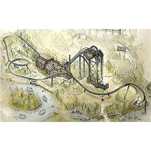 Quaall 5D Large Diamond Painting Set Achterbahn DIY Diamant Malerei Vollbohrer Stickerei Malerei Crystal Strass Stickerei für Haus, Wand Dekoratione（30x40cm/12x16in Round Drill） von Quaall