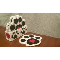 Pfotenabdruck 4 Untersetzer Set von QuackyCrafts