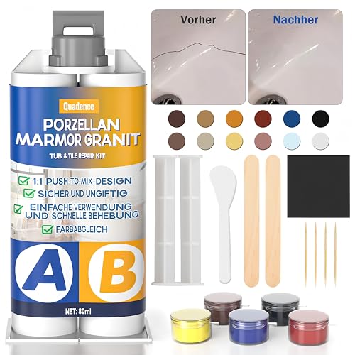 Fliesen Reparaturset Weiß, Quadence Badewannen Reparaturset, Wasserdichtes Auslaufsicheres Keramik Reparatur Set,Spülbecken-Reparaturset für Kratzer Löcher Risse -Farbabstimmung Fliesen Reparaturset Weiß, Quadence Badewannen Reparaturset, Wasserdichtes Auslaufsicheres Keramik Reparatur Set,Spülbecken-Reparaturset für Kratzer Löcher Risse -Farbabstimmung von Quadence