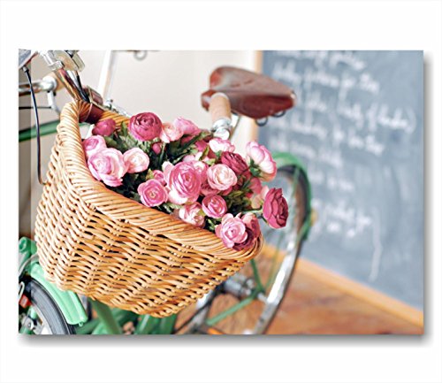 Fahrrad Vintage Retro 2 – Modernes Bild 70 x 50 cm Druck auf Leinwand Moderne Bilder Shabby Chic Landhausstil Blumen Style Romantic Rose Country Möbel Wohnzimmer Büro Home Decor von Quadri L&C ITALIA