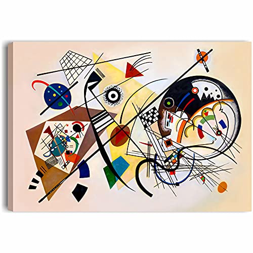 Kandinsky Linea quer – Modernes Bild bereits gerahmt 70 x 50 cm Druck auf Leinwand Autoren Kunst Haus Büro Schlafzimmer Wohnzimmer Hotel Moderne Bilder Drucke Canvas von Quadri L&C ITALIA