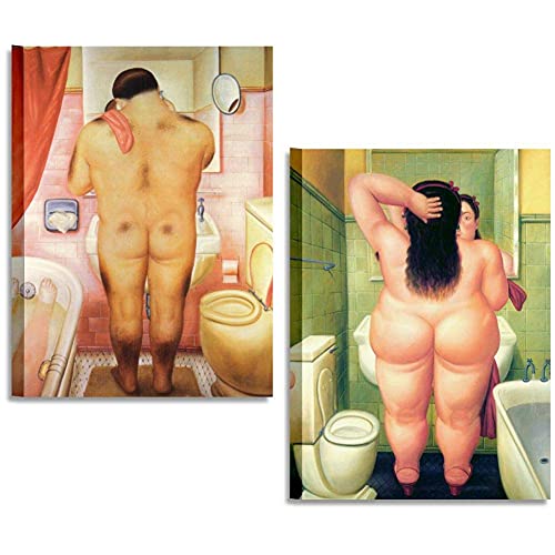 Quadri L&C ITALIA Botero 4 Modern Vintage Bathroom Pictures 25 x 35 Set Wall Pictures Canvas Prints von Quadri L&C ITALIA