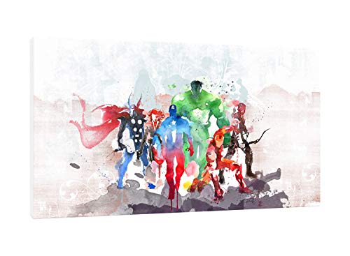 Modernes Bild von Avengers – Druck auf Leinwand HD – Aquarell-Effekt – Film – Kino – Superhelden Marvel – fertig zum Aufhängen – 65 x 36 cm – Made in Italy von QuadriCanvas