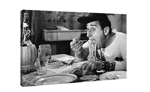 Modernes Gemälde Alberto Sordi Un Amerika in Rom, Druck auf Leinwand, 61 x 40 cm, Film – Kino – Weiß und Schwarz – Marokkon – Home – Restaurant – Bar – Made in Italy von QuadriCanvas