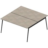 Quadrifoglio Doppelschreibtisch beton rechteckig, 4-Fuß-Gestell grau 160,0 x 164,0 cm von Quadrifoglio
