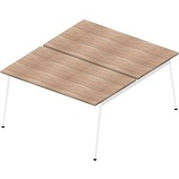 Quadrifoglio Doppelschreibtisch ulme rechteckig, 4-Fuß-Gestell weiß 140,0 x 164,0 cm von Quadrifoglio