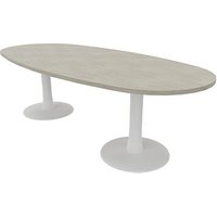 Quadrifoglio Konferenztisch Idea+ beton oval, Säulenfuß weiß, 240,0 x 110,0 x 74,0 cm von Quadrifoglio