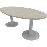 Quadrifoglio Konferenztisch Idea+ beton oval, Säulenfuß alu, 200,0 x 110,0 x 74,0 cm von Quadrifoglio