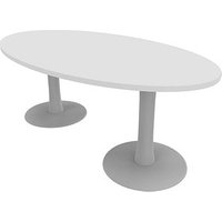 Quadrifoglio Konferenztisch Idea+ weiß oval, Säulenfuß alu, 200,0 x 110,0 x 74,0 cm von Quadrifoglio