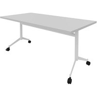 Quadrifoglio Mehrzwecktisch Pop-up grau, weiß rechteckig, T-Fuß-Gestell weiß, 160,0 x 80,0 x 74,0 cm von Quadrifoglio