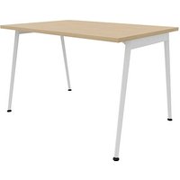 Quadrifoglio X3 Schreibtisch eiche rechteckig, 4-Fuß-Gestell weiß 120,0 x 80,0 cm von Quadrifoglio